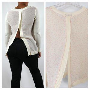 T/O Sweaters Spotted Open Back Cream & Pink Sweater Top